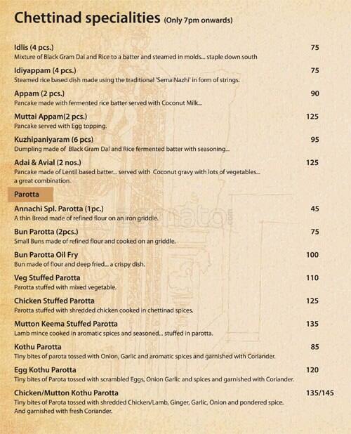 Menu at Annachi Restaurant, Bengaluru, No 54