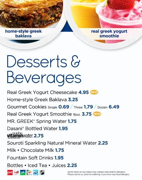 Menu at Mr. Greek restaurant, Mississauga, Argentia Rd