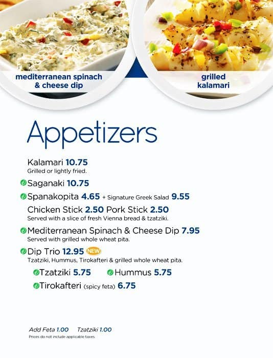 Menu at Mr. Greek restaurant, Mississauga, Argentia Rd