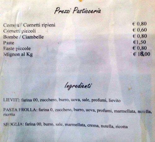 Menu di BAR MELA VERDE 