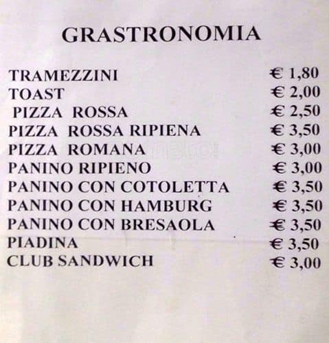 Menu di BAR MELA VERDE 