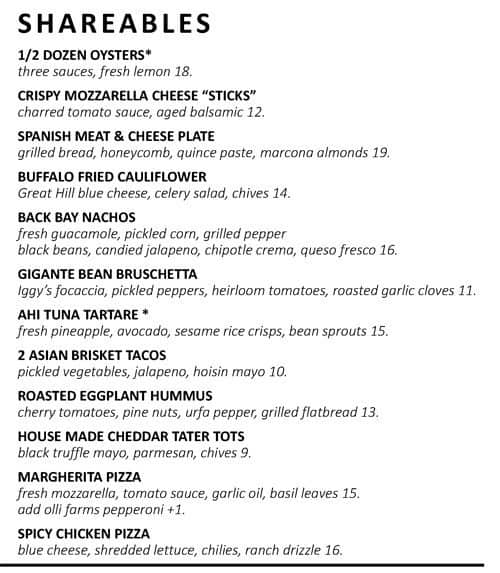 Back Bay Harry's Menu, Menu for Back Bay Harry's, Back Bay, Boston