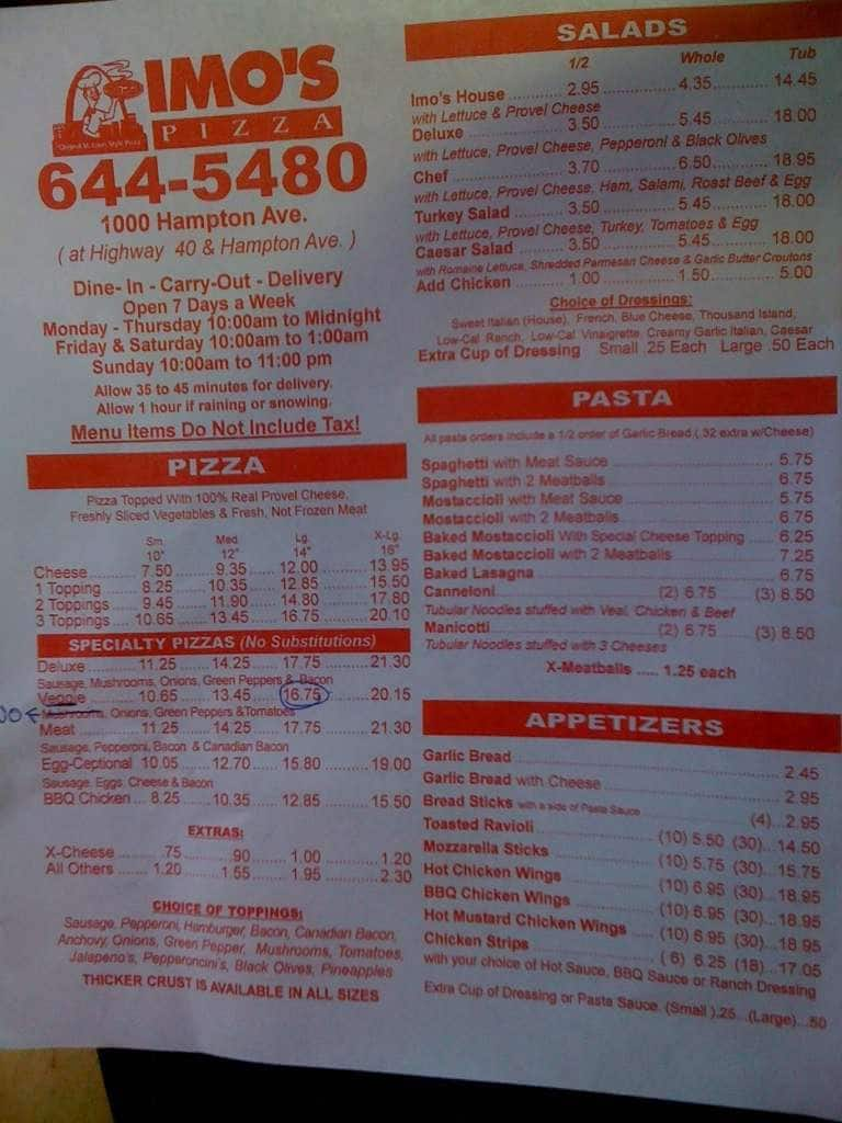 Imo's Pizza Menu, Menu for Imo's Pizza, Central West End, St. Louis ...