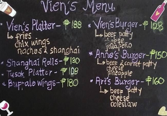 Carta de Vien's Cafe