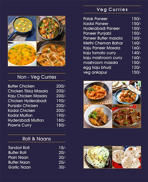 Menu at Sri Ankapur Ruchulu, Hyderabad, 6-106/3