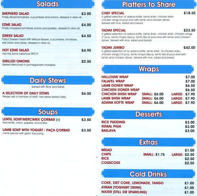 Menu at Charcoal grill restaurant, Enfield, 57 Church St