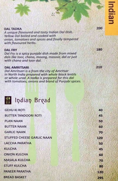 In Green Hotel Pune menu