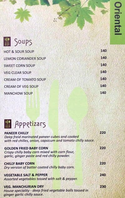 In Green Hotel Pune menu