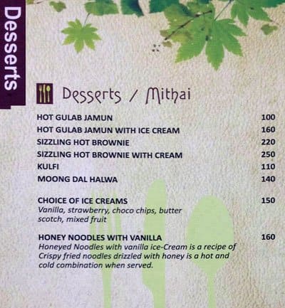 In Green Hotel Pune menu