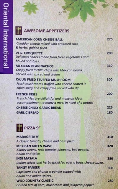 In Green Hotel Pune menu