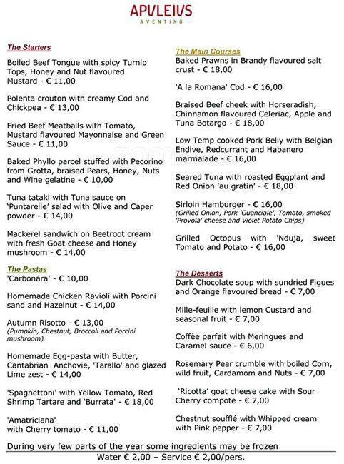 Apuleius Menu Menu For Apuleius Aventino Circo Massimo Roma