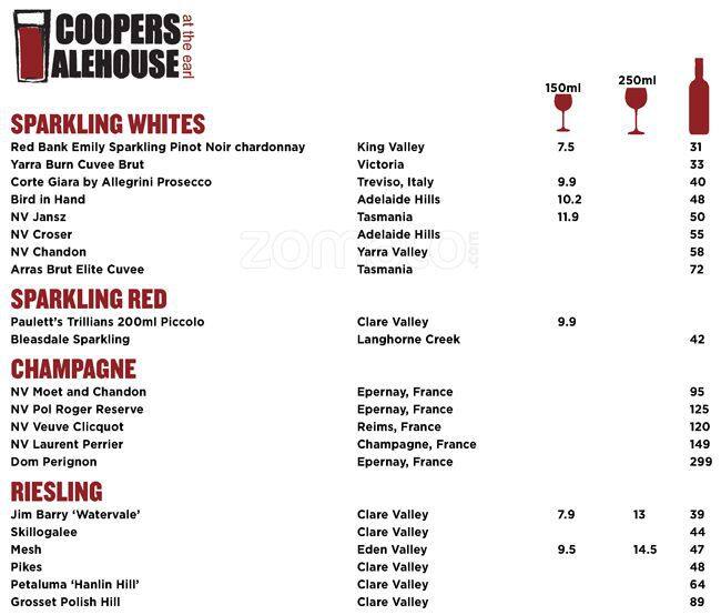 Coopers Alehouse Menu Menu For Coopers Alehouse City Centre Adelaide