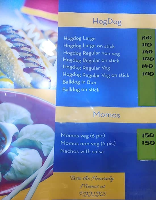 PikNiks menu