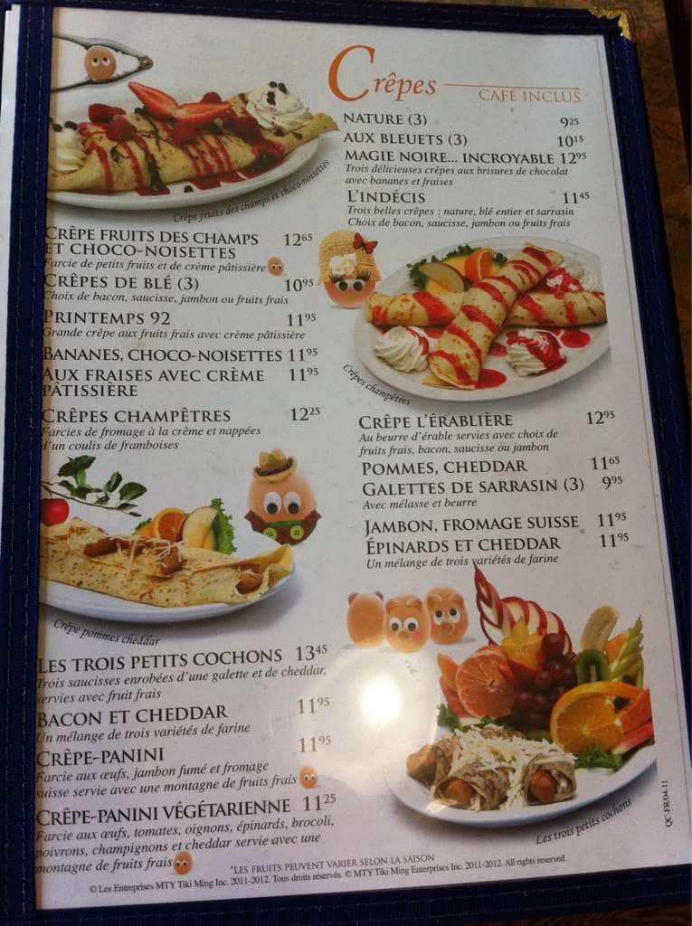 Menu at Tutti Frutti déjeuner et diner restaurant, Gatineau, 325