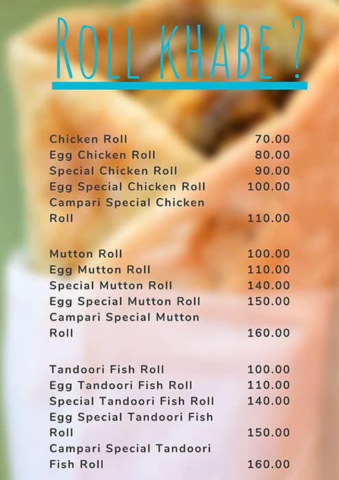 Campari Kolkata menu