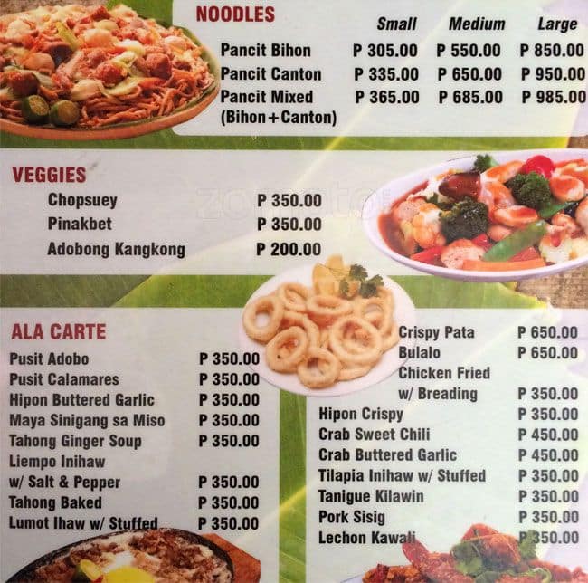 Menu at Shylin Ihaw-Ihaw restaurant, Parañaque, Ninoy Aquino Ave