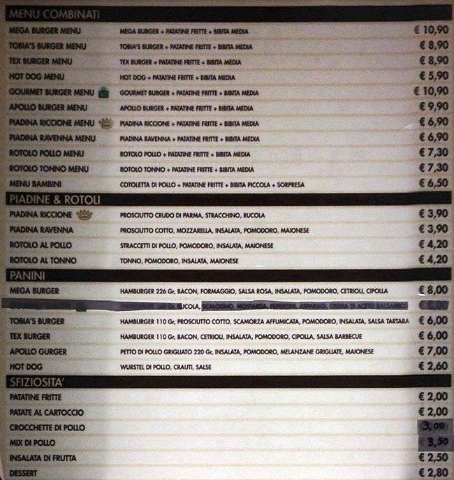 Menu di Tobia's Burger 