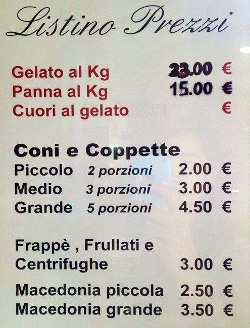Menu di Il Gelato di Claudio Torcè 