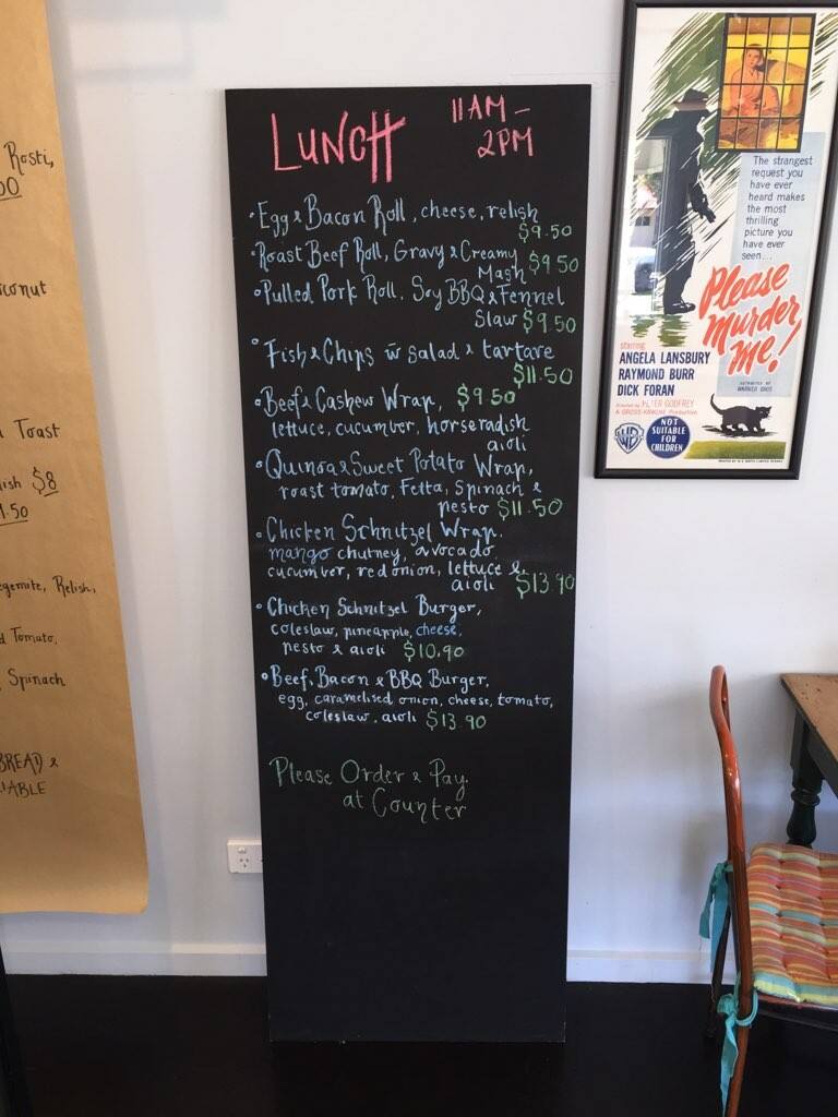 Menu at Hicksborough General Store cafe, North Wonthaggi