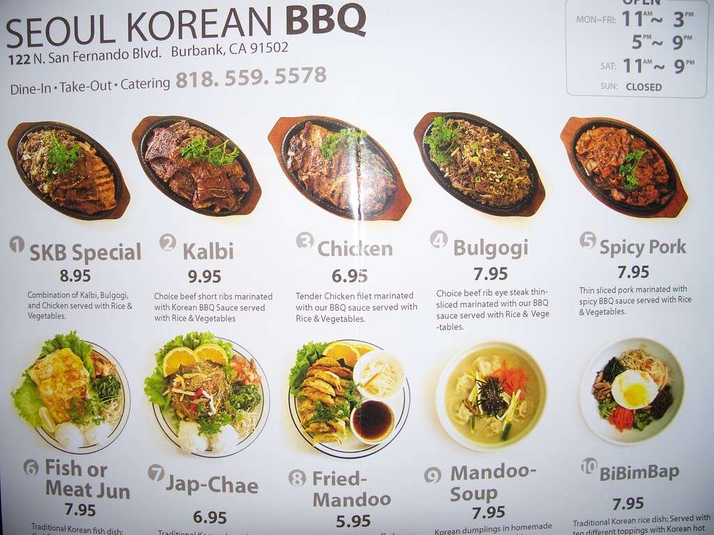 Seoul Korean BBQ Menu Men Para Seoul Korean BBQ Burbank Burbank 