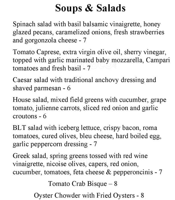 Menu at Signature Grill restaurant, Edmond