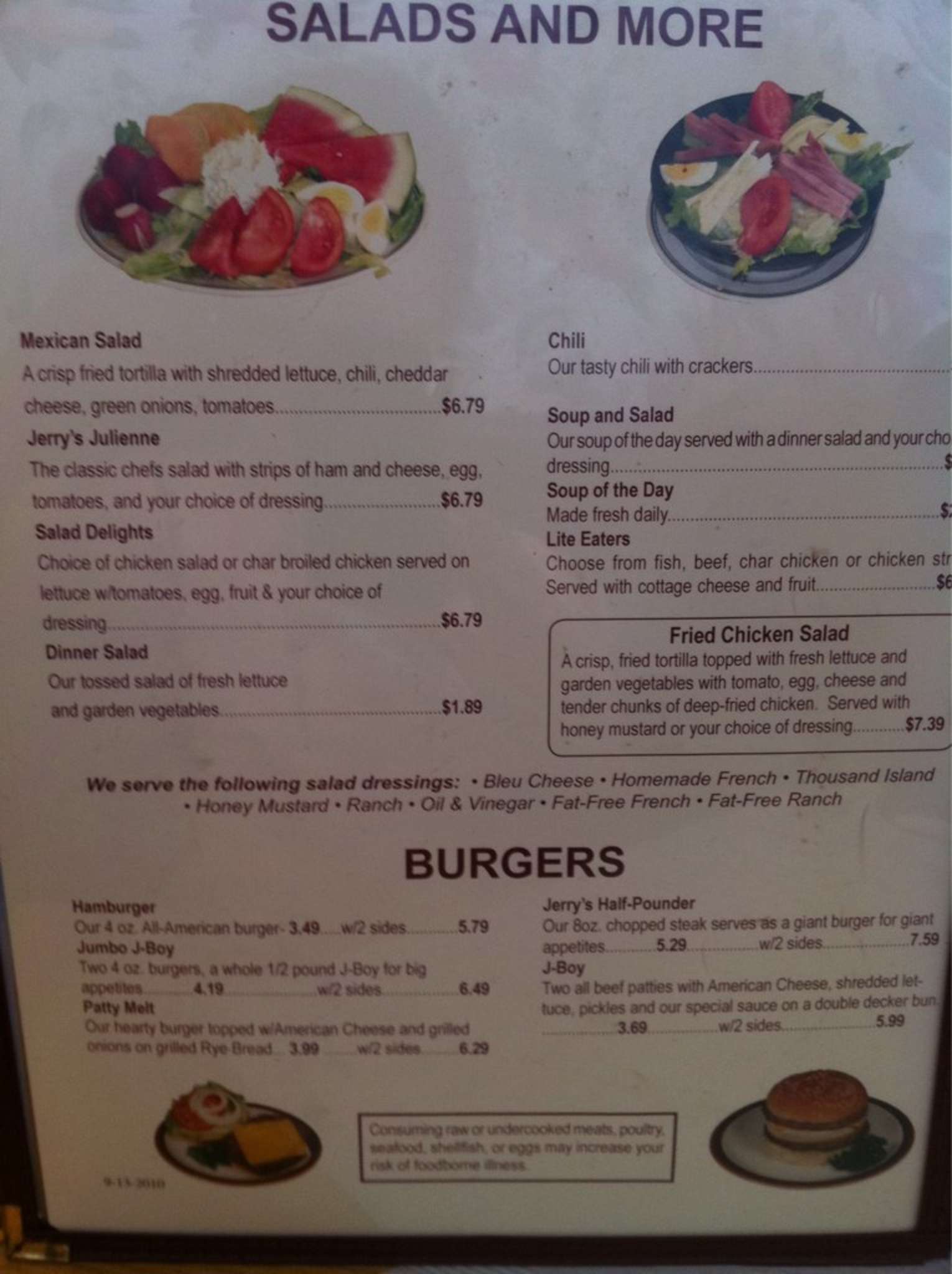 Jerry's Restaurant Menu, Menu for Jerry's Restaurant, Mount Sterling