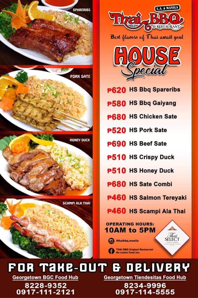 Thai BBQ Original Restaurant Menu