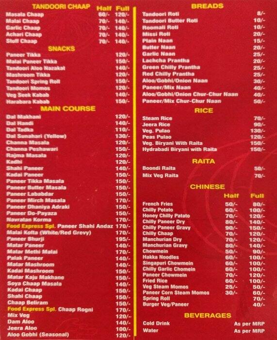 Chawlas Food Express Menu, Menu for Chawlas Food Express, Mayur Vihar ...