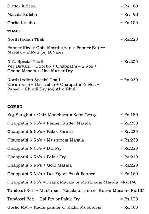 Menu at North Chappathies Veg Restaurant, Chennai, 12b