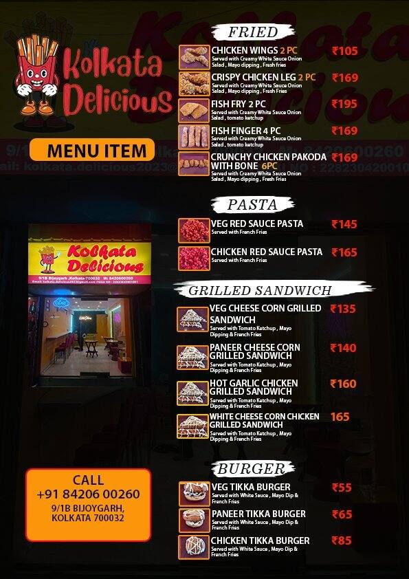 Menu of Kolkata Delicious, Golf Green, Kolkata