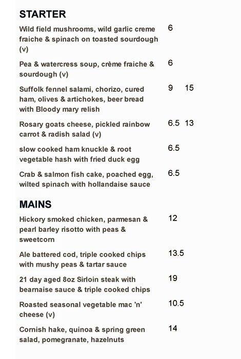 Menu at Spread Eagle pub & bar, London, 141 Albert Street