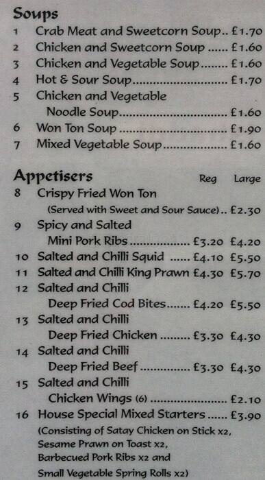 Menu At Chop Suey House Restaurant London