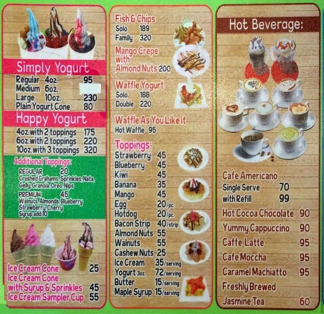 Menu at Berry Yummy desserts, Marikina