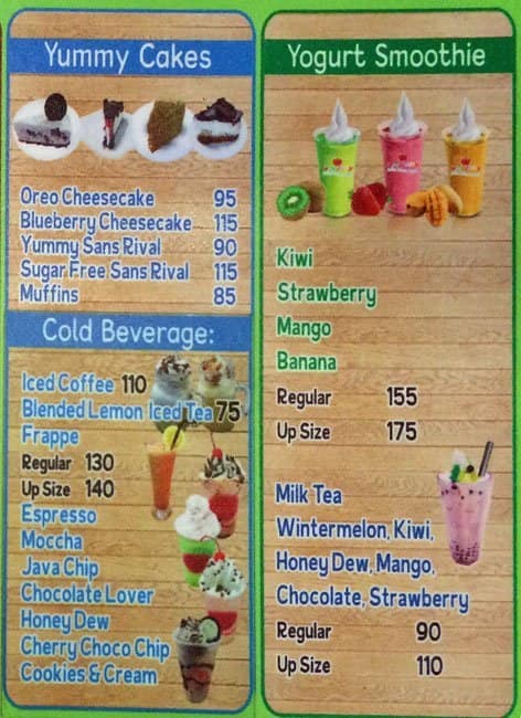 Menu at Berry Yummy desserts, Marikina