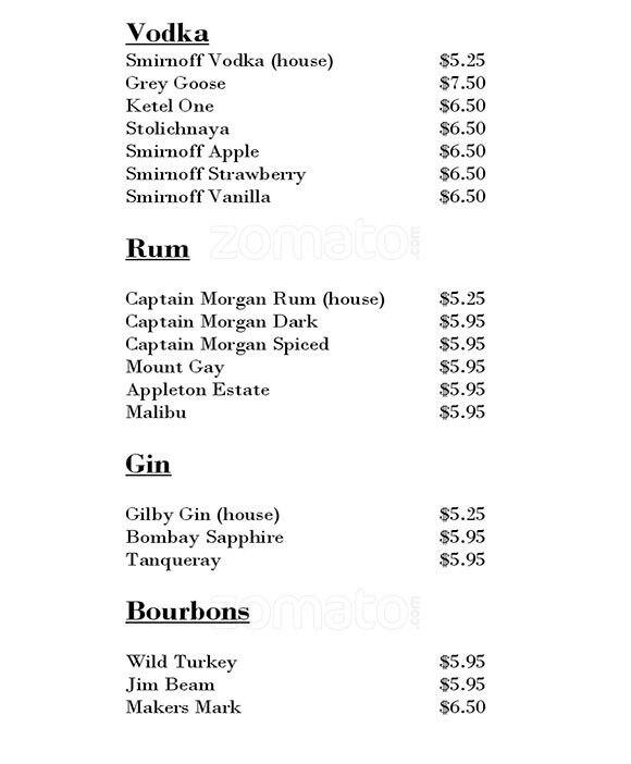 Mullins menu