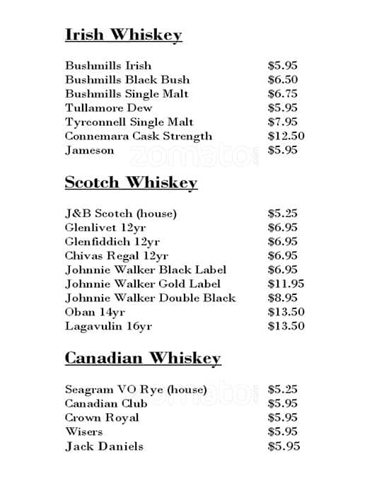 Mullins menu