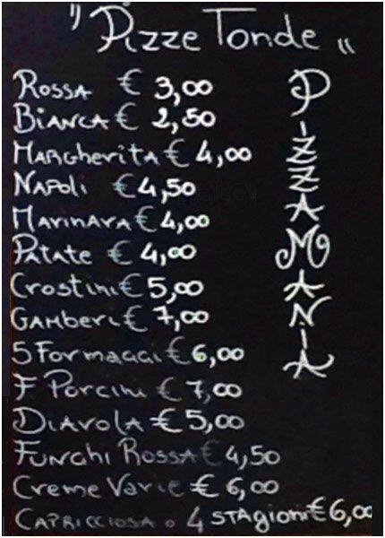 Menu di Pizza Mania tor Sapienza Roma 