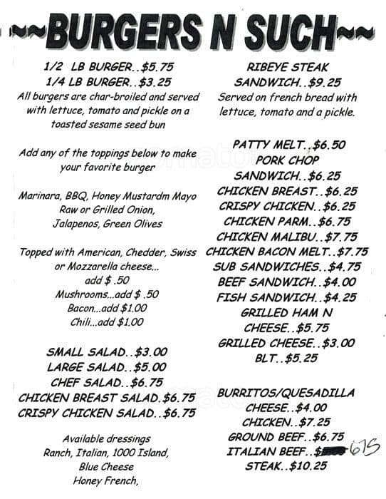 Menu at CAPS Sports Bar & Grill, Villa Park, 347 St Charles Rd