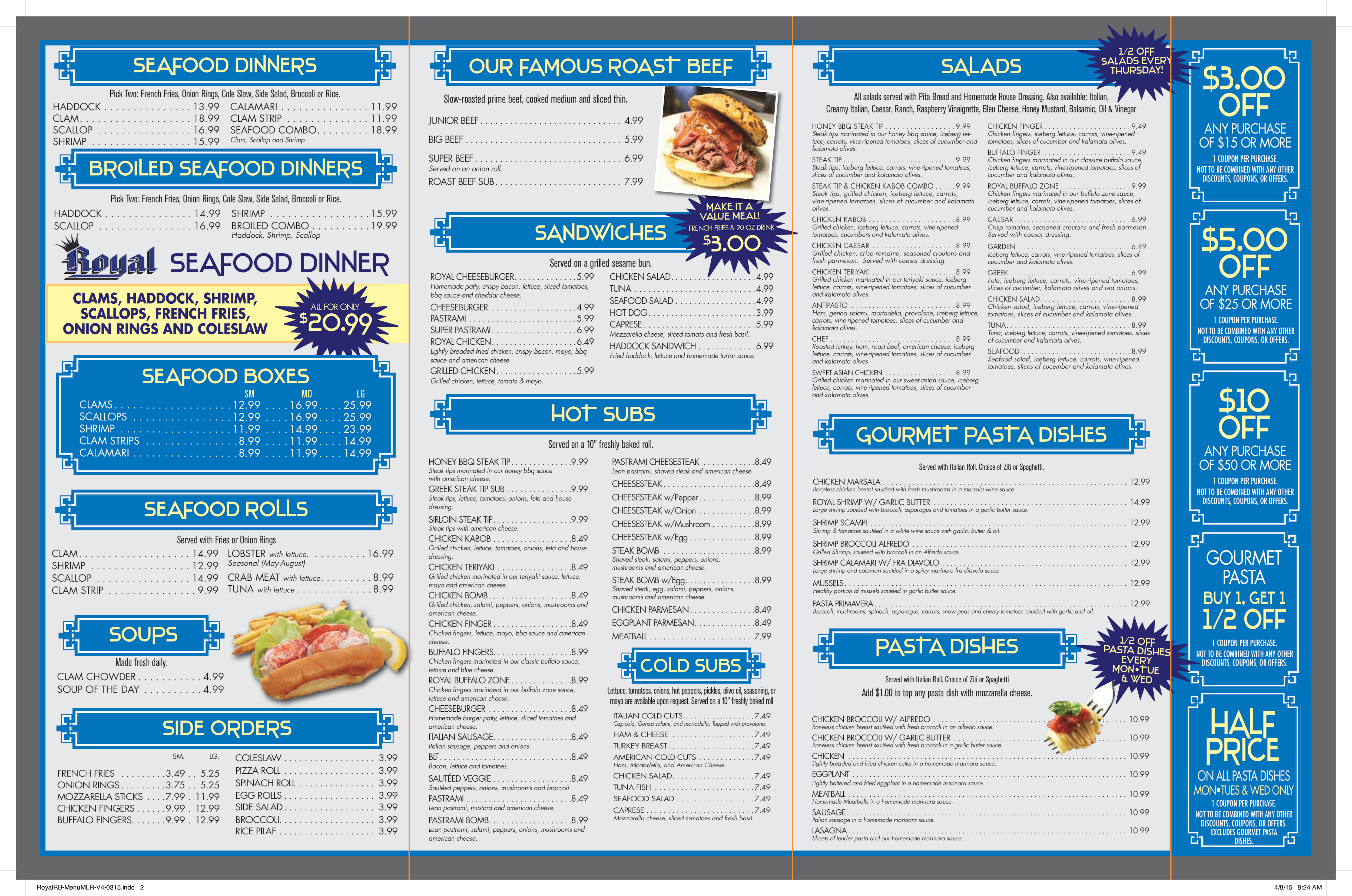 Royal Roast Beef & Seafood Menu Urbanspoon/Zomato