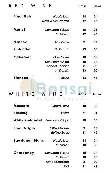 Bonsai menu