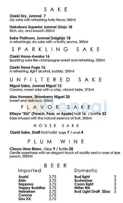 Bonsai menu