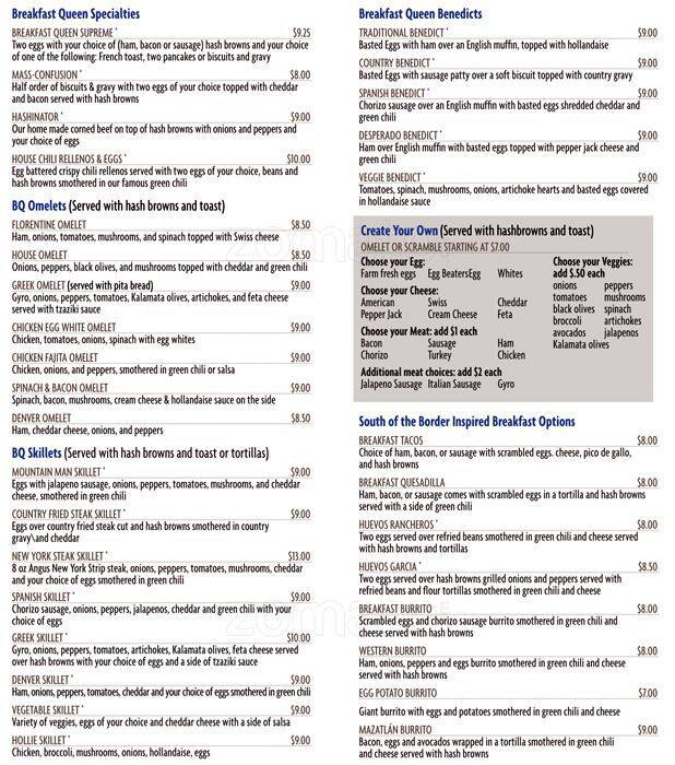 The Breakfast Queen Menu, Menu untuk The Breakfast Queen, Englewood