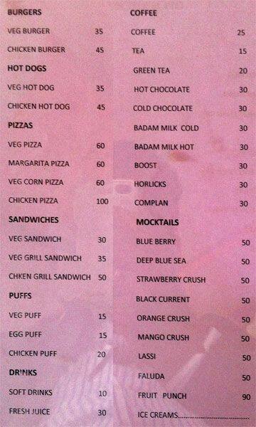 Open Kitchen Cafe Lounge menu