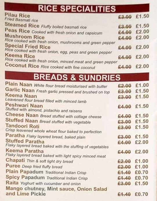 Menu at The Viceroy restaurant, West Molesey, 248 Walton Rd