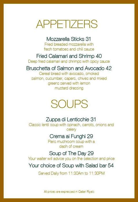 Il Caffè di Roma menu