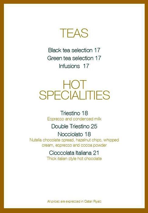 Il Caffè di Roma menu