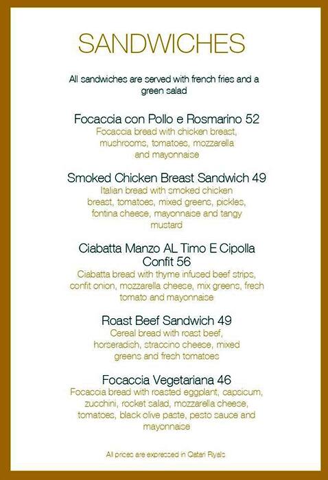 Il Caffè di Roma menu