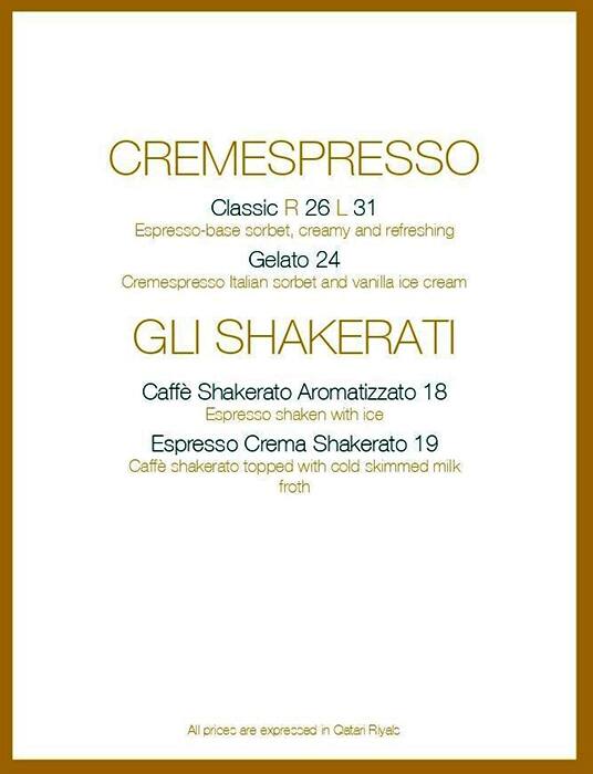 Il Caffè di Roma menu