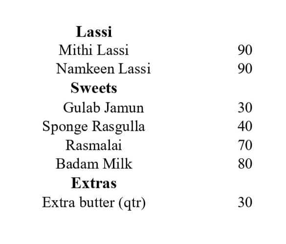 Ved Dhaba menu