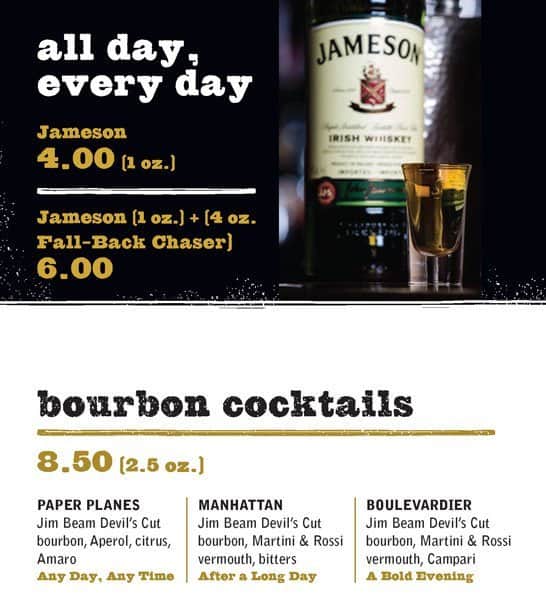 Fionn MacCool's menu
